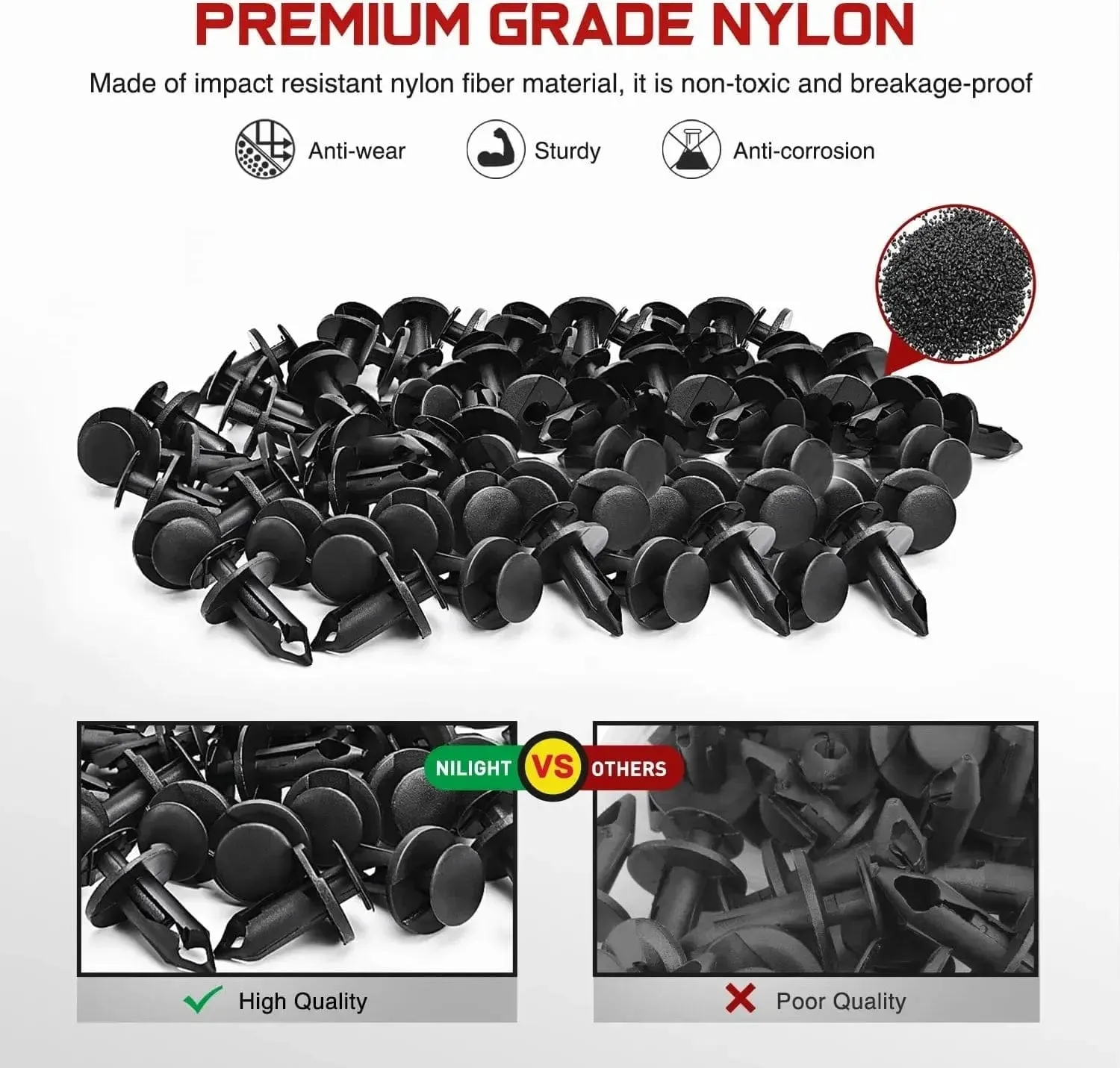 100 Pcs Hole 9mm Bumper Rivet Clips for GM 21030249 Ford N807389S Chrysler 6503598 Nylon Car Push Fastener Kits