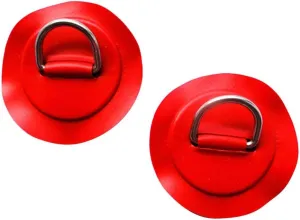 2 Pieces 316 Stainless Steel D-Ring Pad/Patch for PVC Inflatable Boat Raft Dinghy Surfboard SUP Paddleboard Accessories - Red