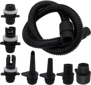 2025 NEW Inflatable Boat Sup Pump Adapter & Air Hose Kit, Electric Paddle Board Pump Sup Air Pump Accessories with 7 Air Valve Nozzles for Inflatable Stand Up Paddle Board/Boat/Tent/Pool