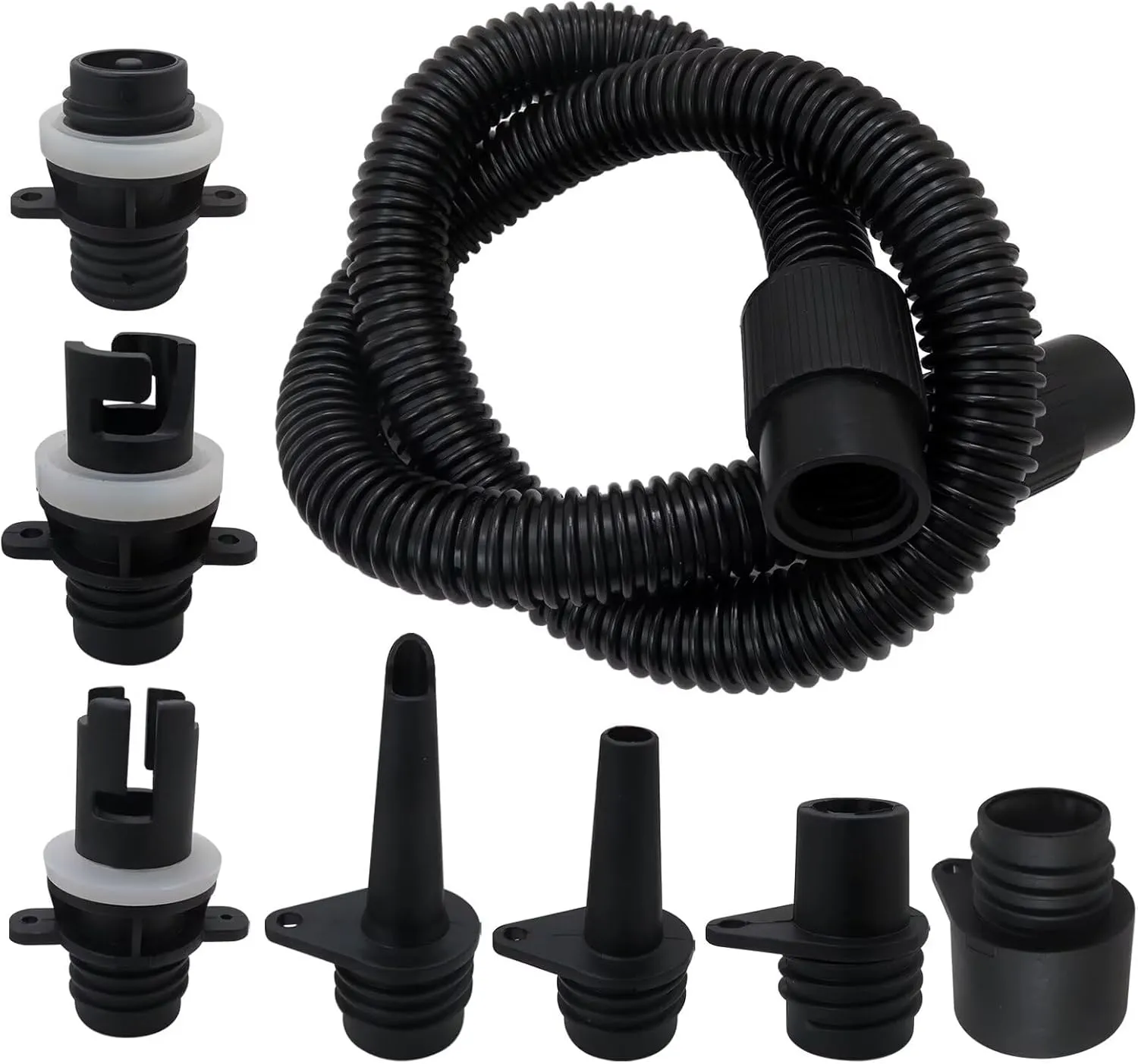 2025 NEW Inflatable Boat Sup Pump Adapter & Air Hose Kit, Electric Paddle Board Pump Sup Air Pump Accessories with 7 Air Valve Nozzles for Inflatable Stand Up Paddle Board/Boat/Tent/Pool