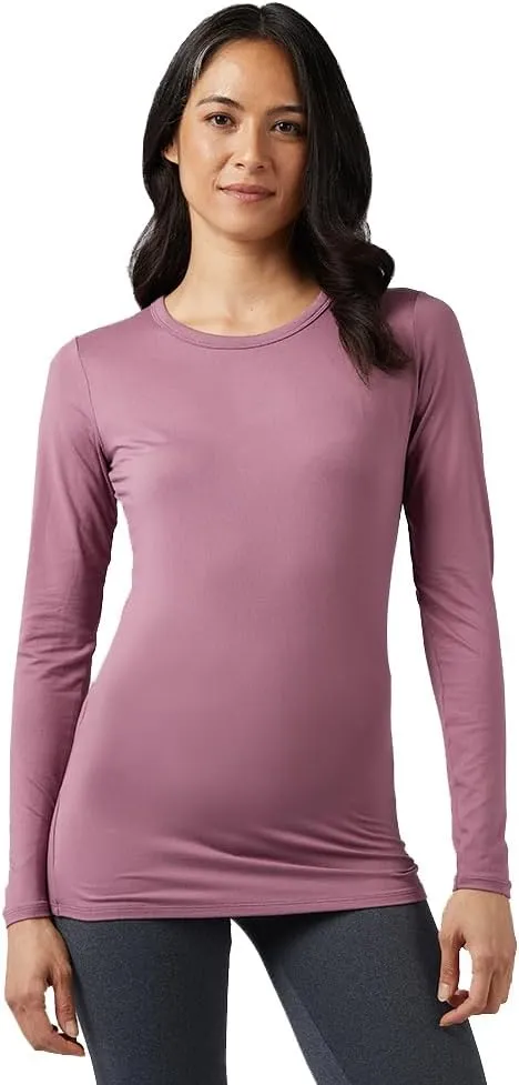 32 Degrees Heat Women's Lightweight Crew Baselayer Top | Form Fitting | Long Sleeve | 4-Way Stretch | Thermal