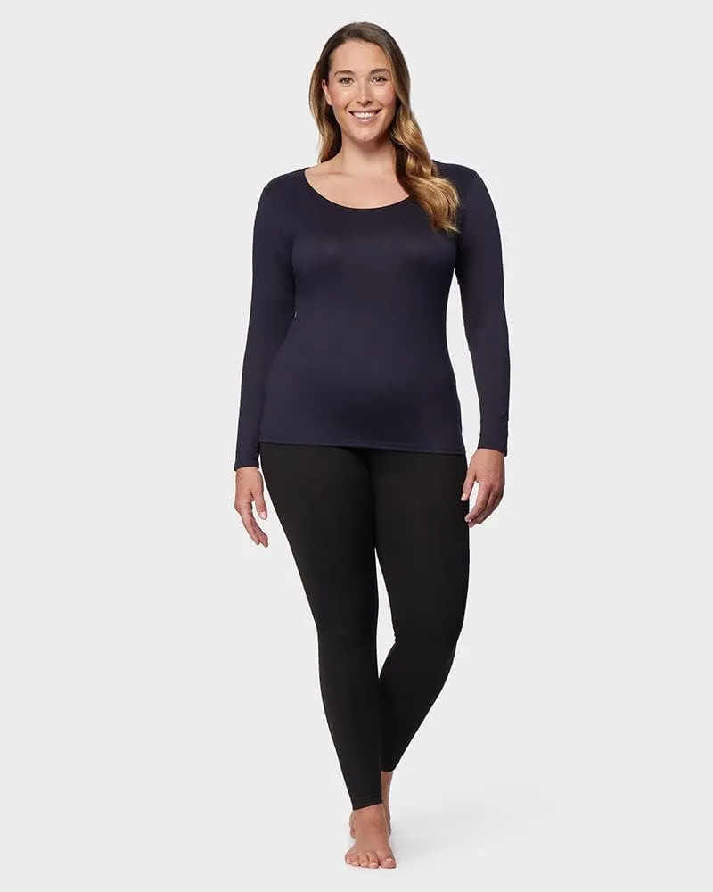 32 Degrees Women's Lightweight Baselayer Scoop Top | Long Sleeve | Form Fitting | 4-Way Stretch | Thermal