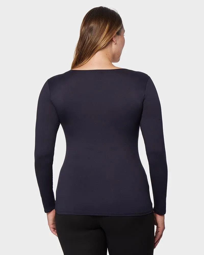32 Degrees Women's Lightweight Baselayer Scoop Top | Long Sleeve | Form Fitting | 4-Way Stretch | Thermal