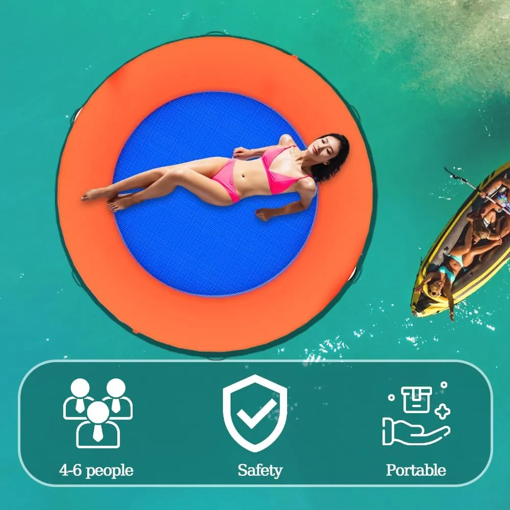 8x6 Ft Inflatable Floating Dock  Heavy Duty Water Platform for Pool & Lake, Waterproof, Durable, Portable Raft for Relaxing, Tanning, Parties, 7" Thick, Perfect for Adults