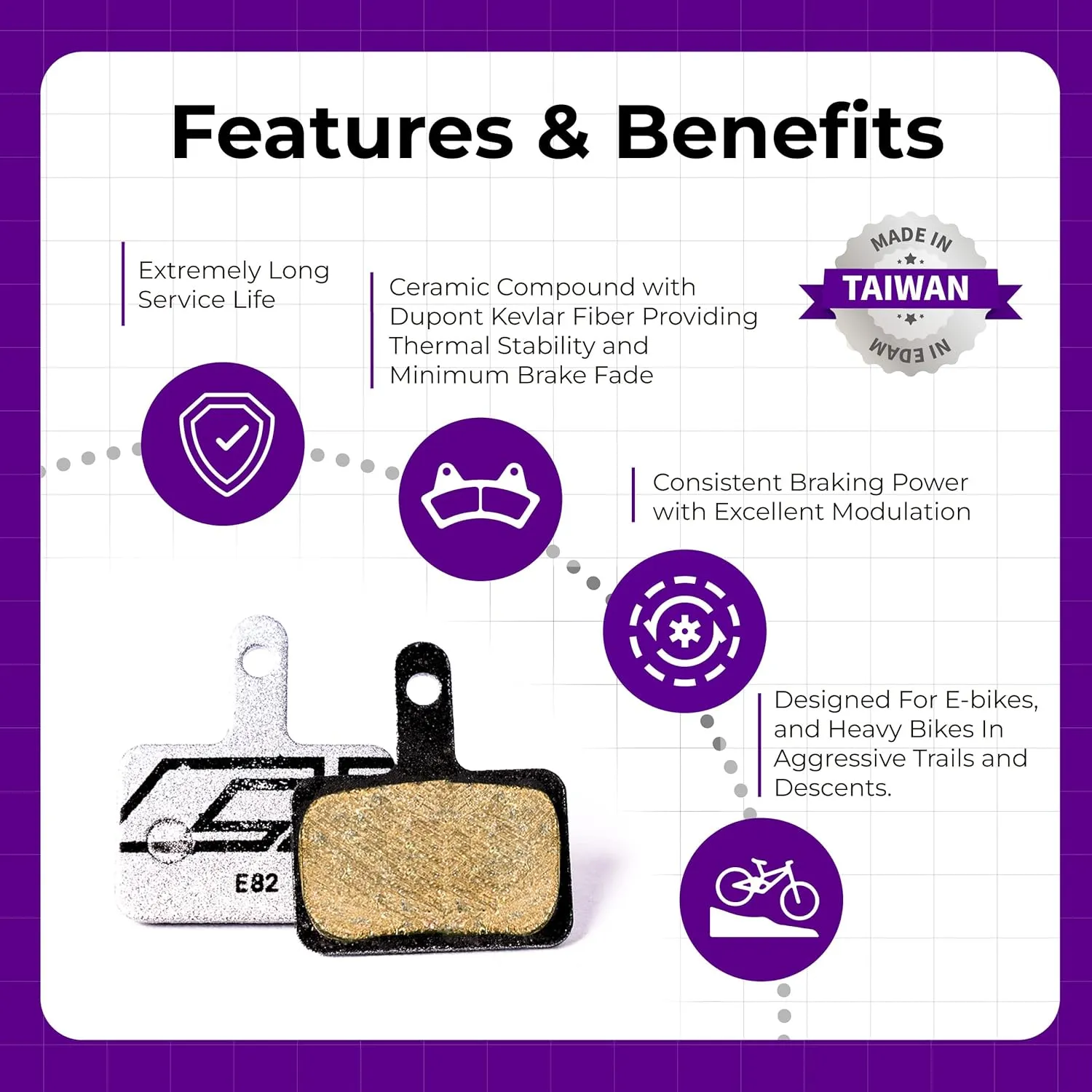 Bike Disc Brake Pads Compatible with/Replacement for Shimano Deore LX Alivio Altus Surron Tektro Orion Gemini TRP Hylex HYRD Spyre Spyke Dash - for Road/Mountain Bikes/emtb 82
