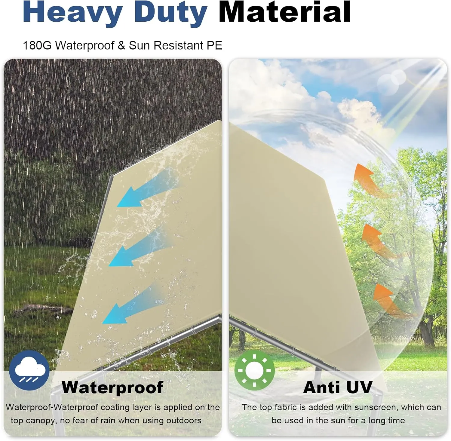 Carport 10x20ft Heavy Duty Car Tent, Portable Garage, Car Shelter, All-Season Tarp Tent for Car, PartyBeige