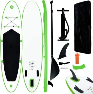 Enhance Your Water Fun with Inflatable Stand Up Paddleboard Set, Easy to Inflate, Puncture-Proof, Includes Oar and Pump, Green and White