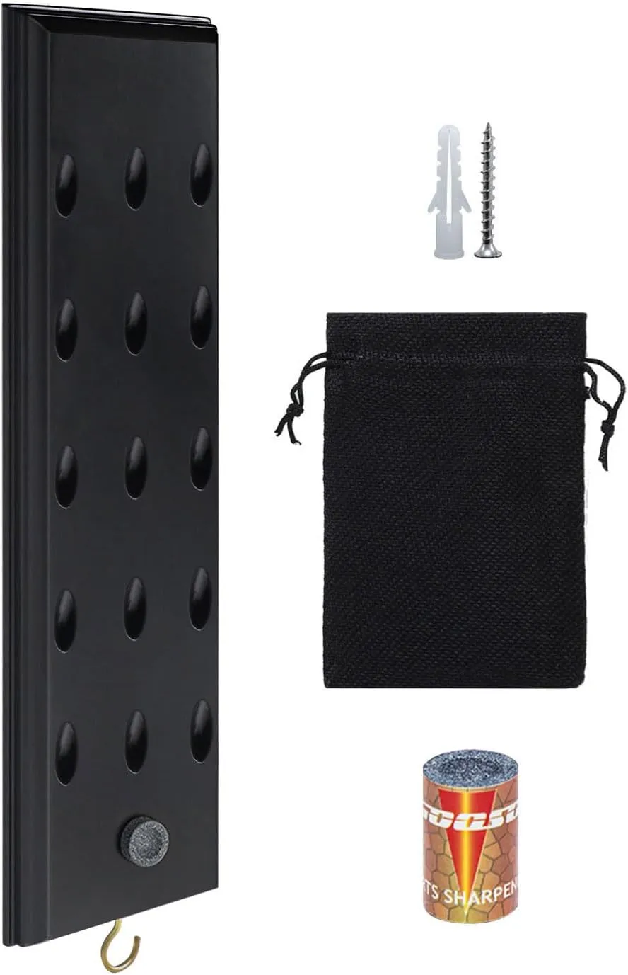 FDLS Darts Holder Wall Mounted Displays 12 or 15 Steel/Soft Tip Darts, Darts Caddy for wall with Metal Hook, Accessory Storage Bag