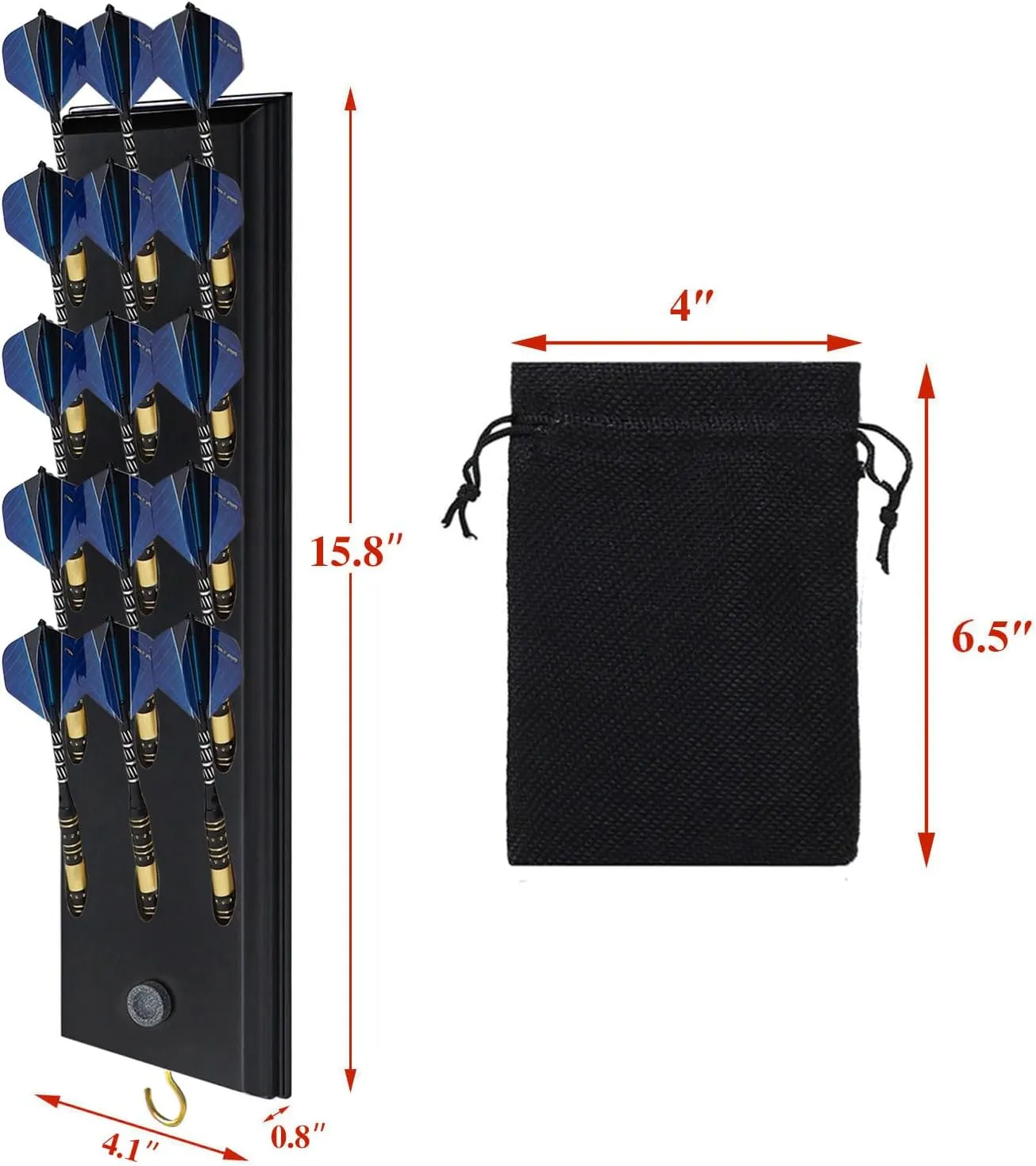 FDLS Darts Holder Wall Mounted Displays 12 or 15 Steel/Soft Tip Darts, Darts Caddy for wall with Metal Hook, Accessory Storage Bag