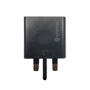 GRIFFIN Powerblock Dual USB-C 15W & USB-A 12W Charger UK Black