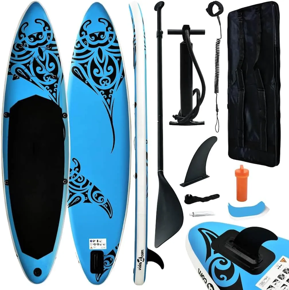 Inflatable Stand Up Paddleboard Set 126"x29.9"x5.9" Blue