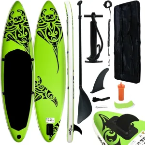 Inflatable Stand Up Paddleboard Set 144.1"x29.9"x5.9" Green