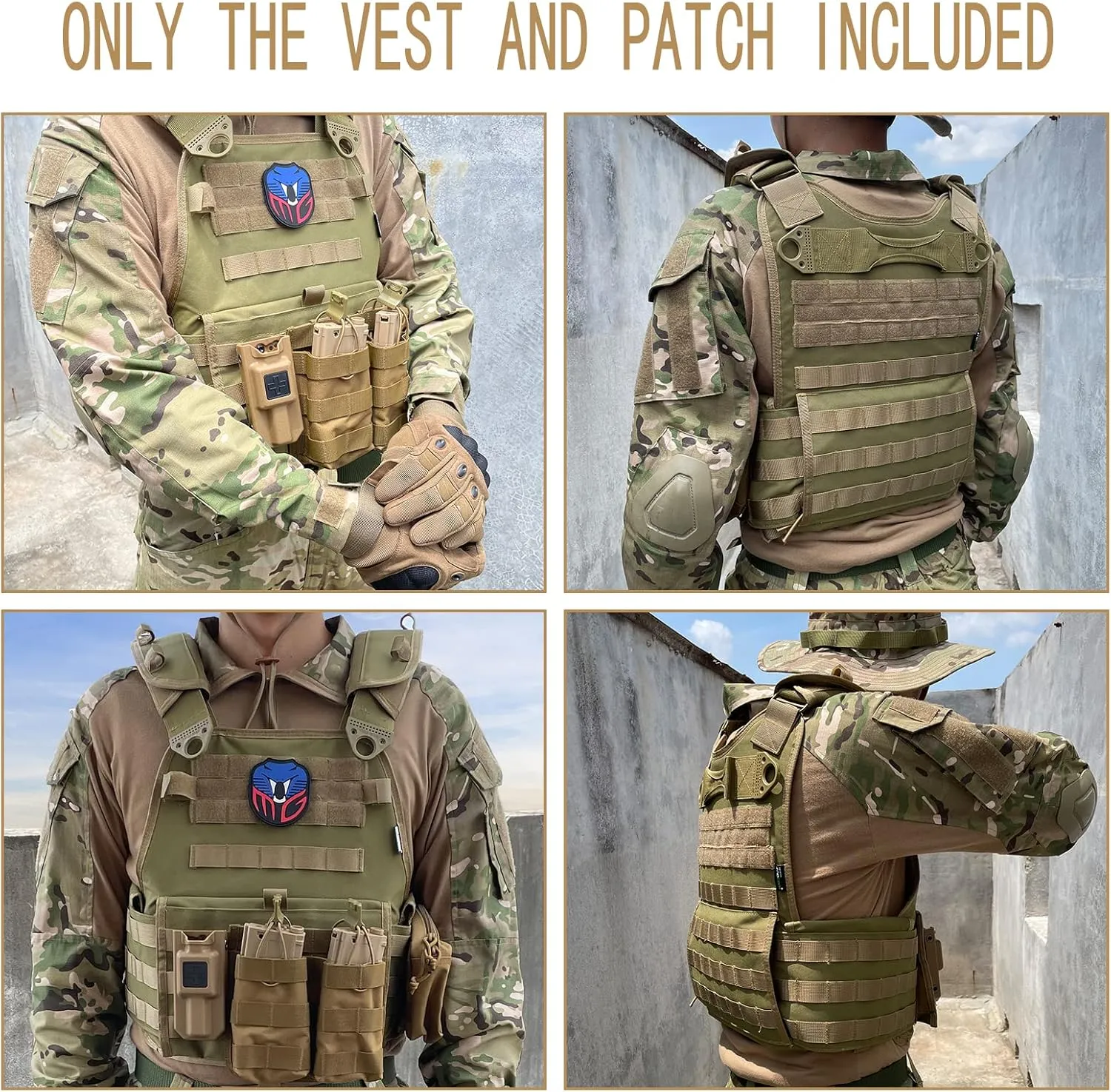 MGFLASHFORCE Tactical Vest for Men, Airsoft Molle Vest