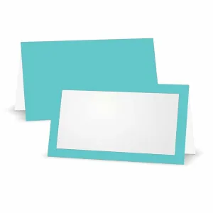Misty Blue Place Cards - Tent Style