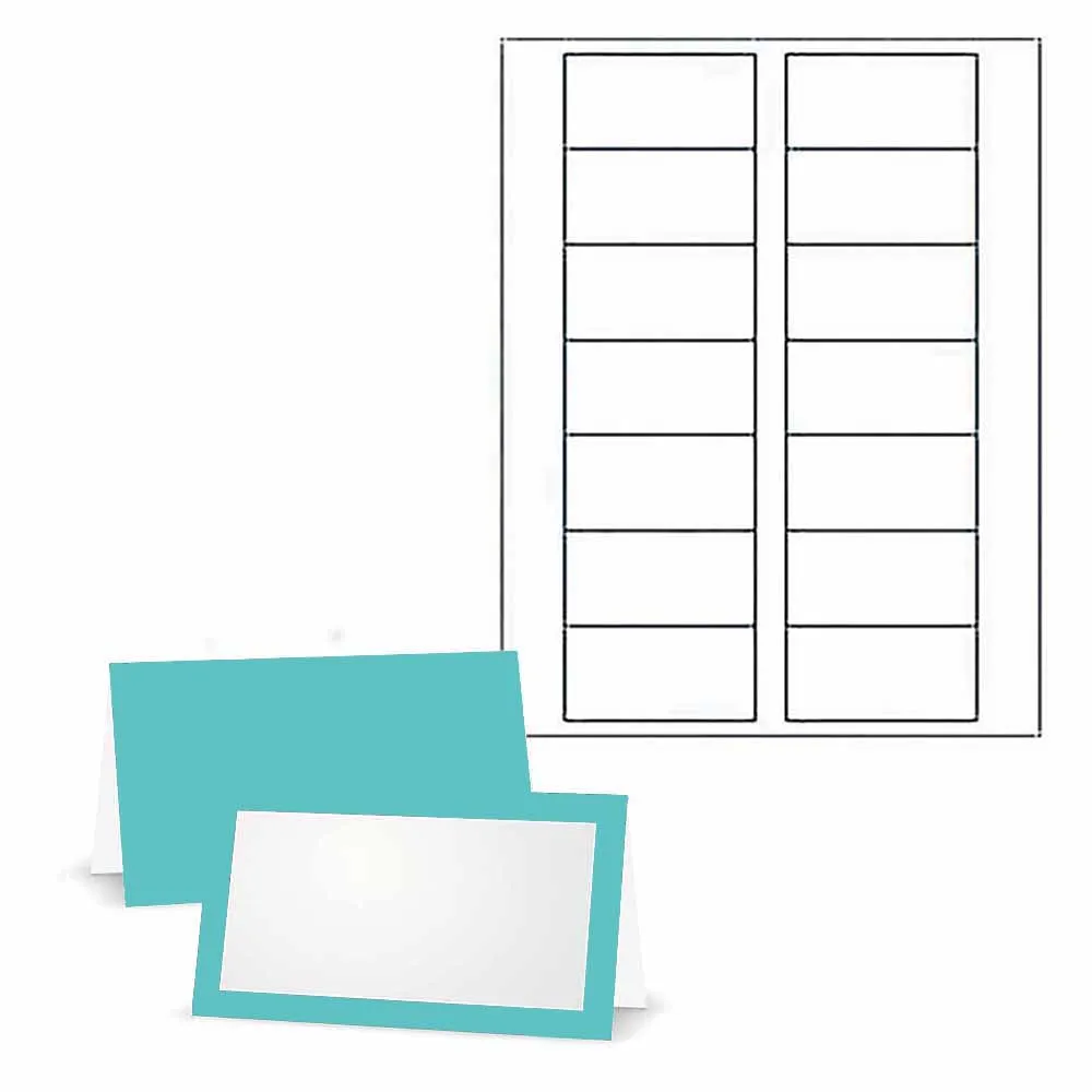 Misty Blue Place Cards - Tent Style