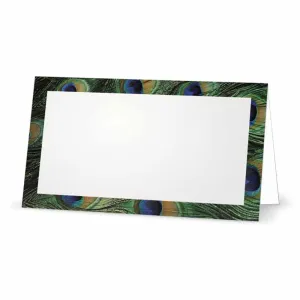 Peacock Print Place Cards - Tent Style