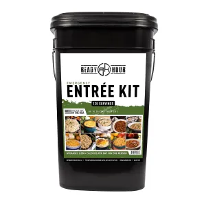 Ready Hour, Emergency Meal Entres, Real Non-Perishable Meals, 25-Year Shelf Life, Portable Flood-Safe Container, 120 Servings