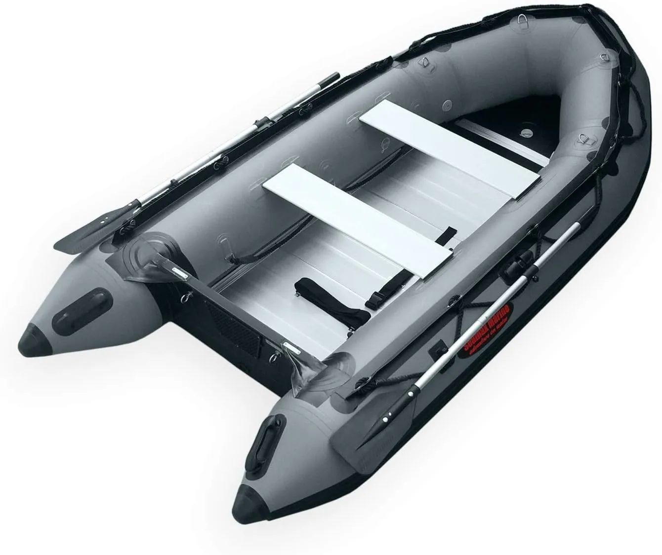 Seamax New Heavy Duty Ocean320 10.5ft Inflatable Boat with Aluminum Floor, V Bottom (Dark Grey)