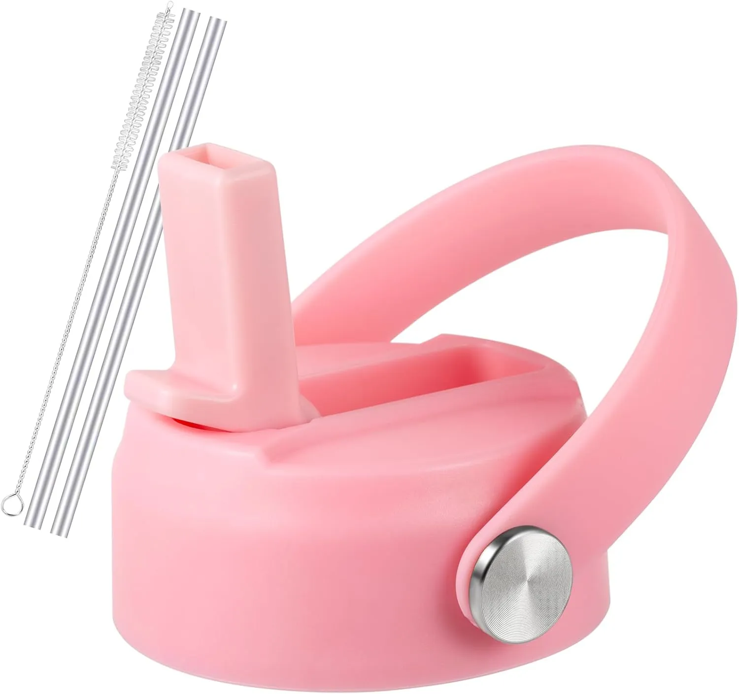 Straw Lid for Hydro Flask Wide Mouth 32 40 oz, Straw Lids with Flexible Handle and Straws Compatible with HydroFlask, Replacement Sports Flex Cap Wide Mouth Top 32 40 oz
