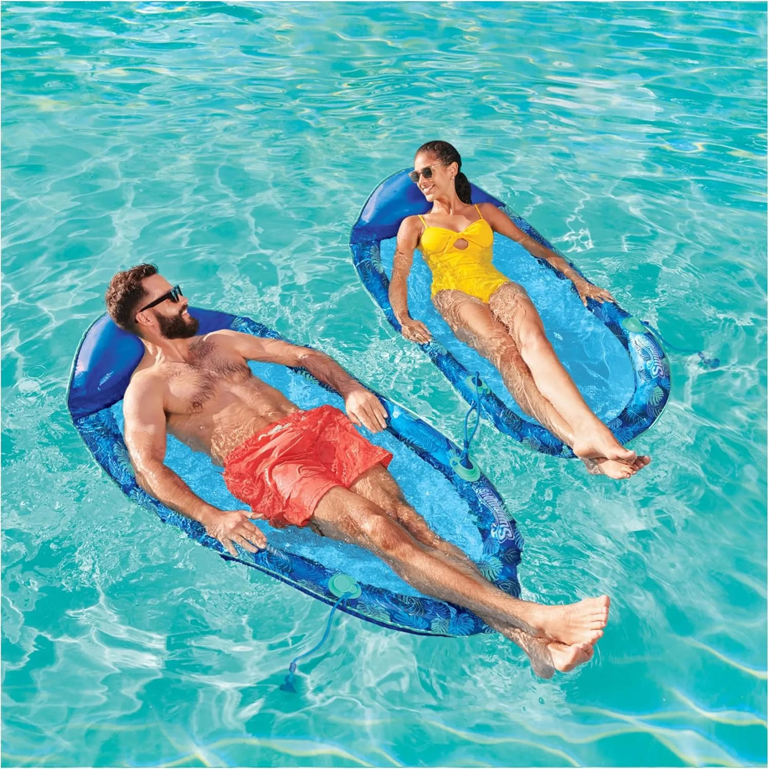 Swimways Elite Spring Float Hammock Pool Lounger, Inflatable Pool Floats Adult with Fast Inflation, Pool Hammock for Adults up to 250 lbs