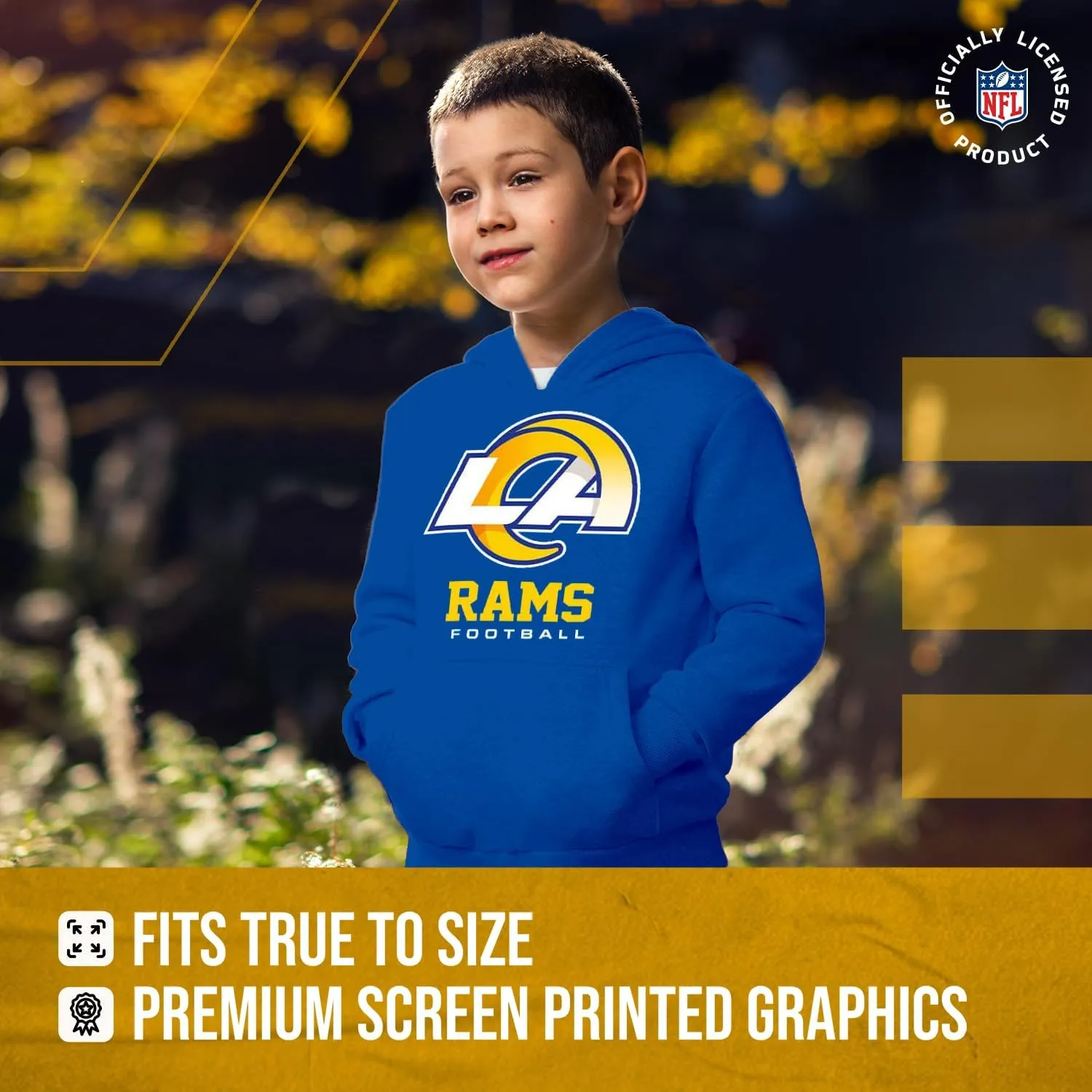 Team Fan Apparel Youth NFL Ultimate Fan Logo Fleece Hooded Sweatshirt -Tagless Football Pullover for Kids - Officially