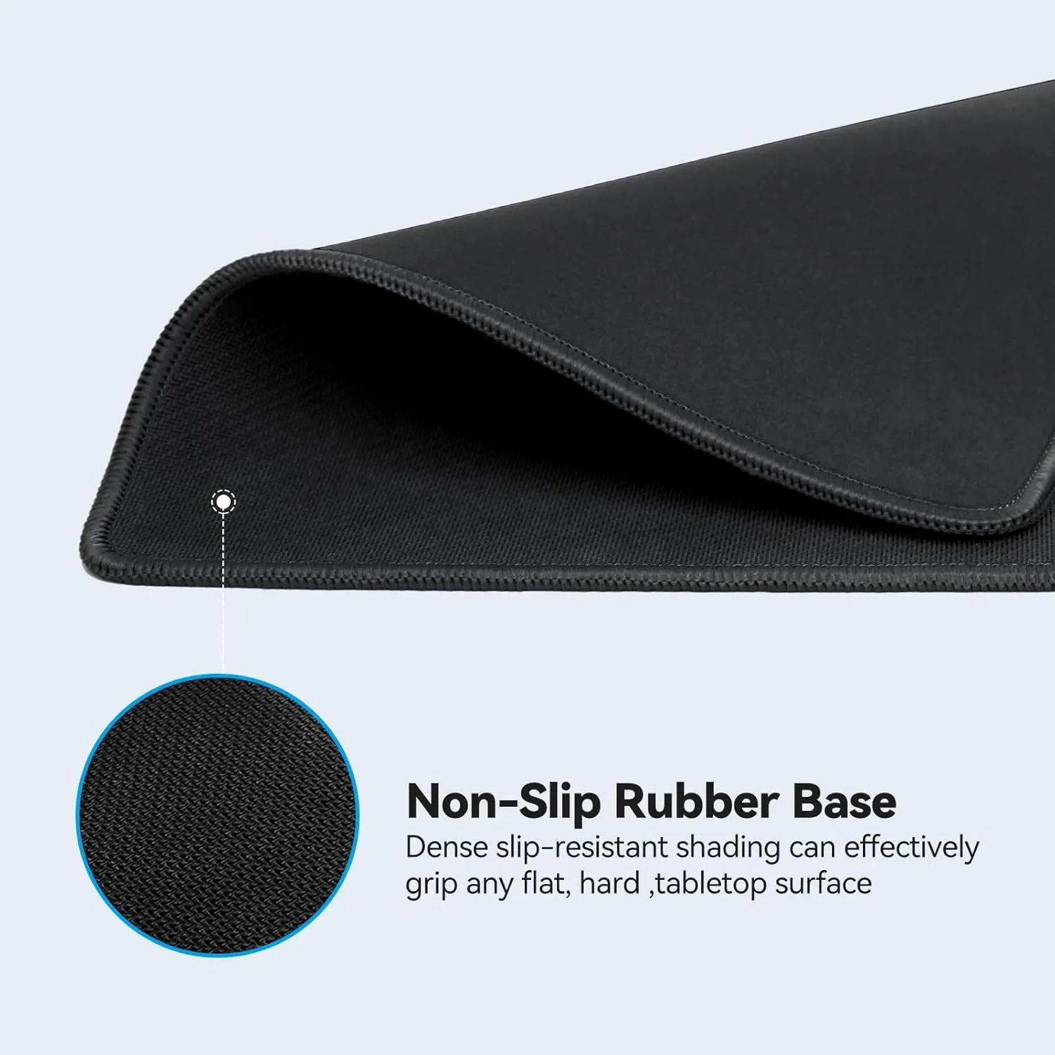 TECKNET Mouse Pad with Anti-fray Stitching, Waterproof Surface & Non-Slip Rubber Base with Stitched Edges Gaming Mouse Mat for LaptopCompatible with Laser and Optical Mice - Black