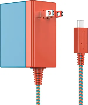 TPC 39W Charger for Nintendo Switch, 15V 2.6A AC Adapter Fast Charging with 5FT USB-C Cord, Compatible with Switch Lite, OLED, Steam Deck, Support TV Mode (Red/Blue)