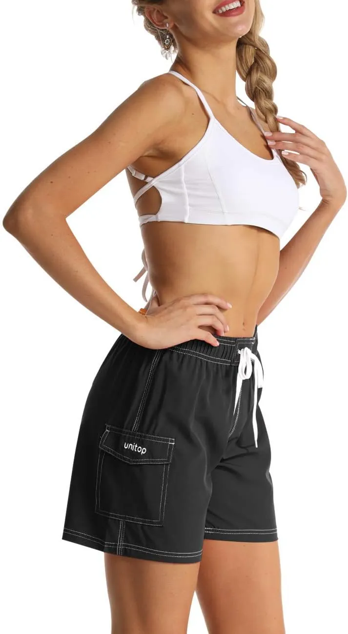 unitop Womens Bathing Boardshorts Swim Shorts Quick Dry with Lining