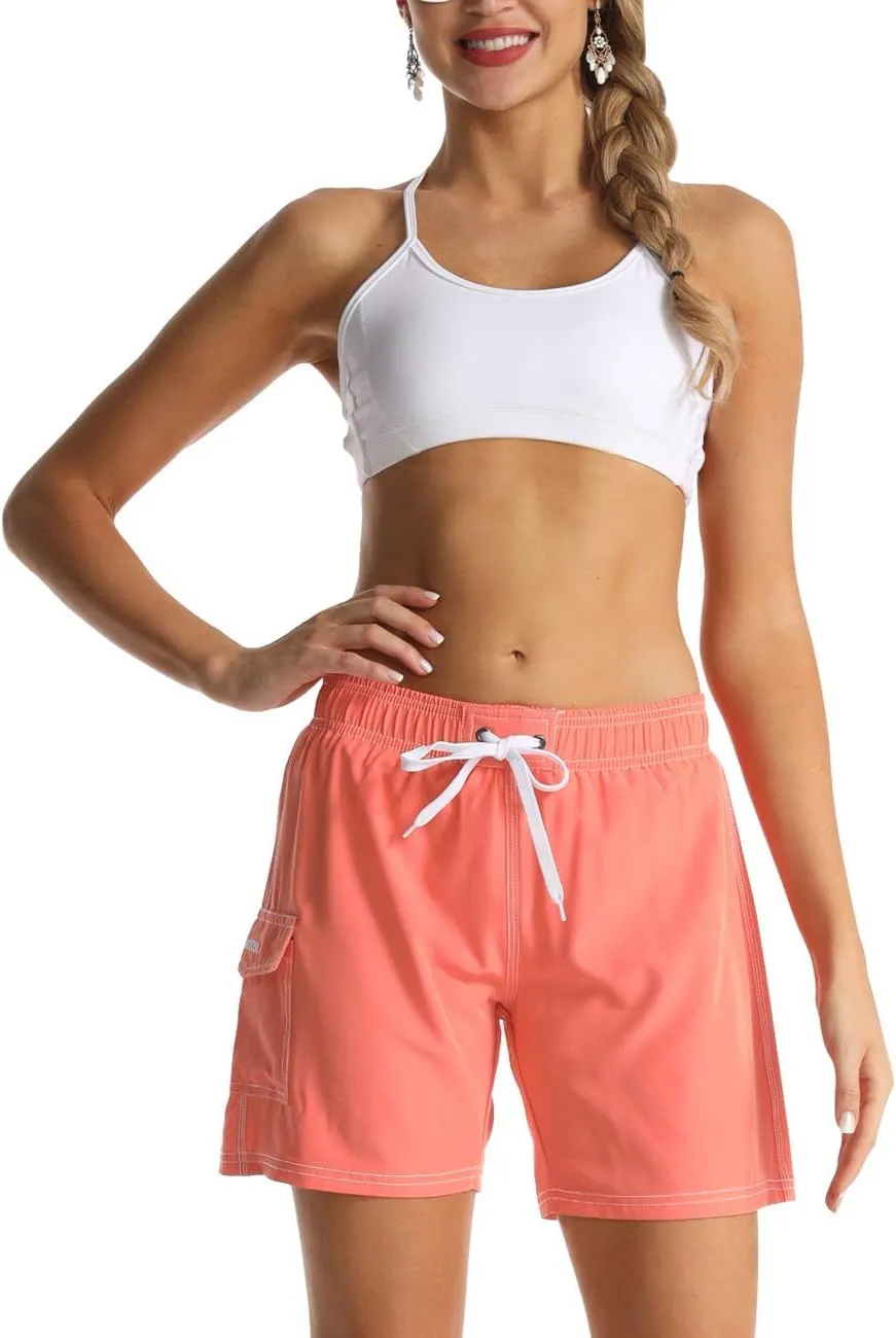 unitop Womens Bathing Boardshorts Swim Shorts Quick Dry with Lining