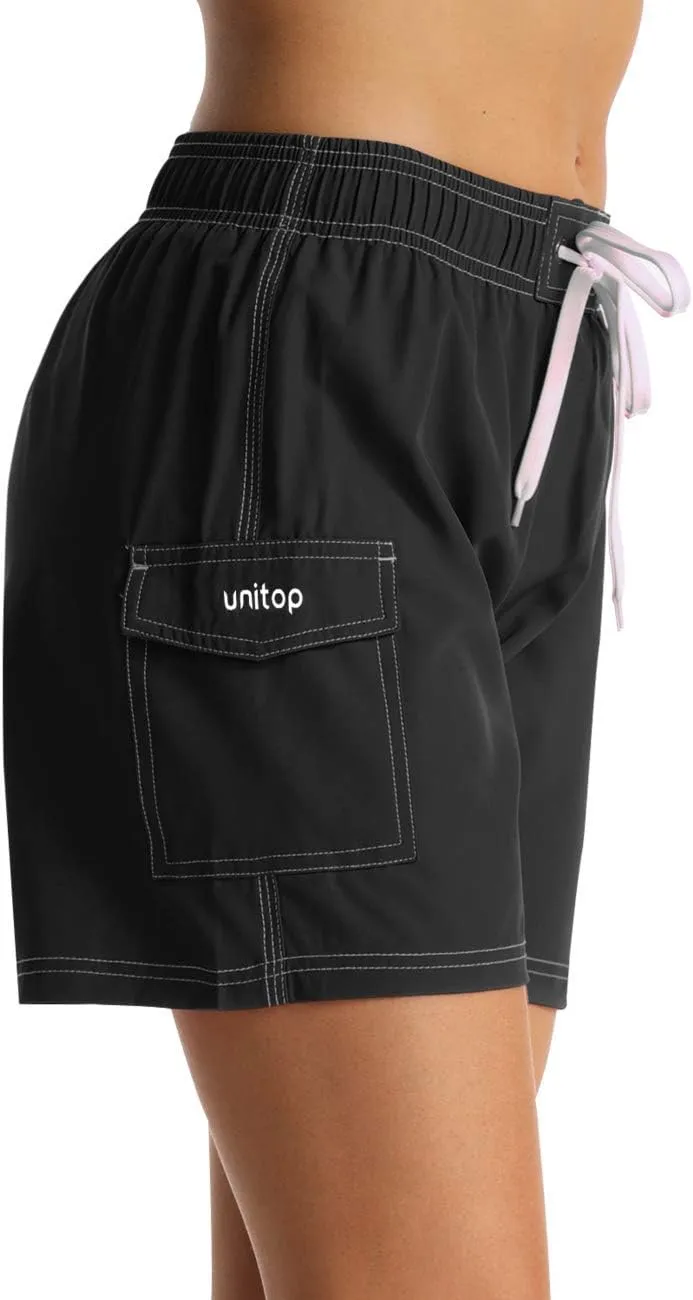 unitop Womens Bathing Boardshorts Swim Shorts Quick Dry with Lining