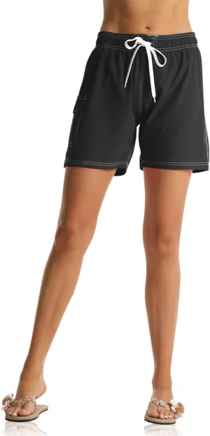 unitop Womens Bathing Boardshorts Swim Shorts Quick Dry with Lining
