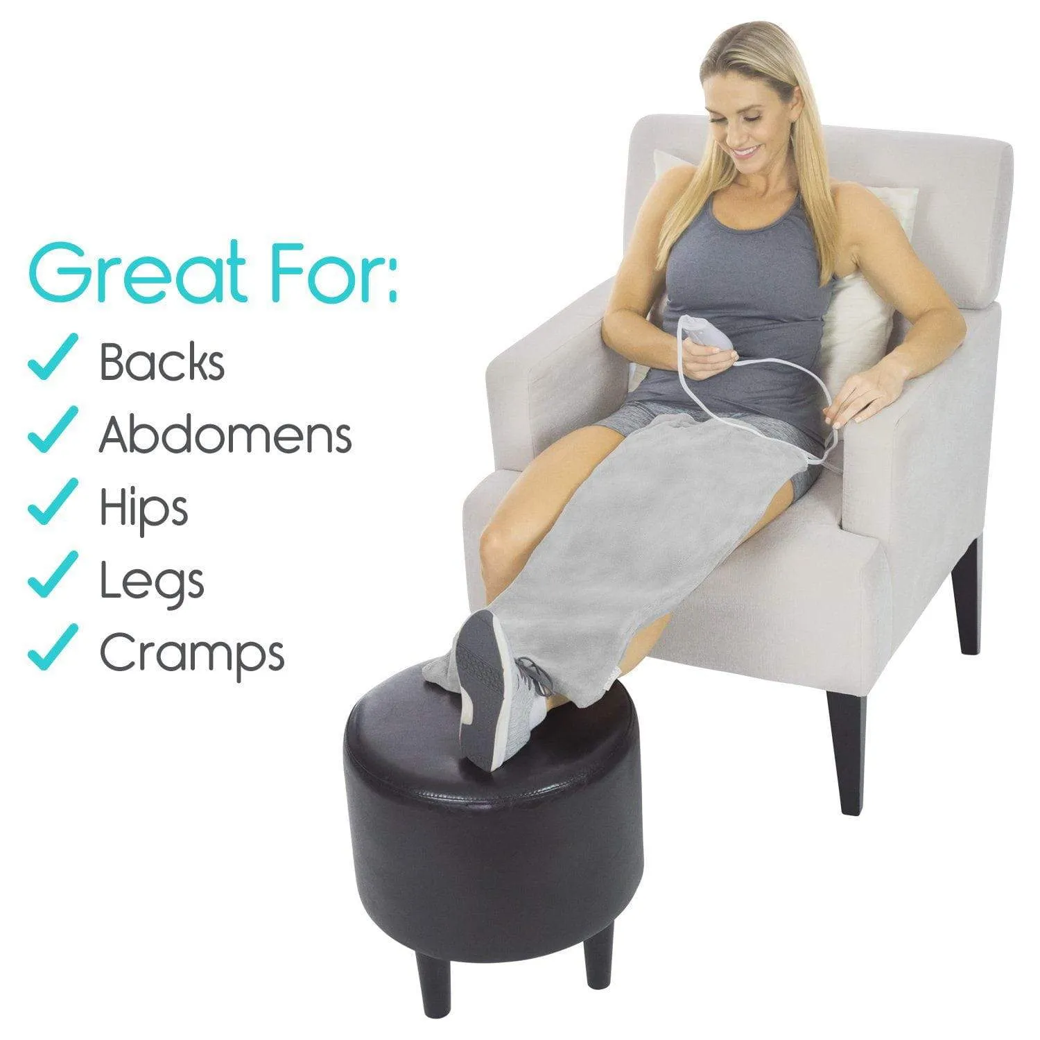 Vive Large Heating Pad w/Soft Micro-plush Cover