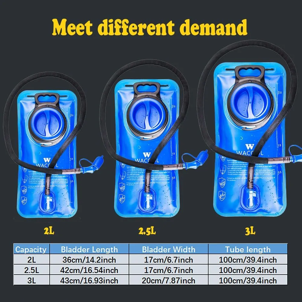 WACOOL 2L 2.5L 3L BPA Free PEVA Hydration Pack Bladder Leak-Proof Water Reservoir