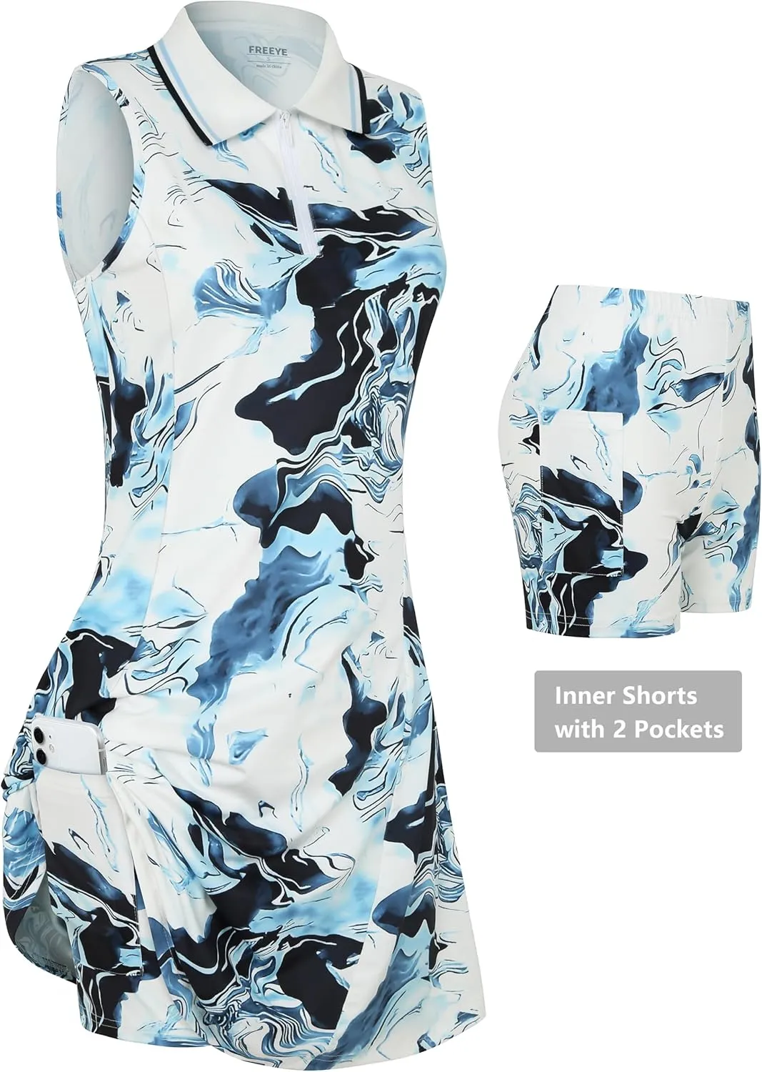 Womens Sleeveless Golf Tennis Dresses with Inner ShortsPockets for Workout Exercise