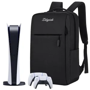 ZLDYPINK Travel Carrying Backpack for PS5, Storage Bag Case Compatible with Playstation 5 Console for Game Disc, Controllers and Gaming Accessories
