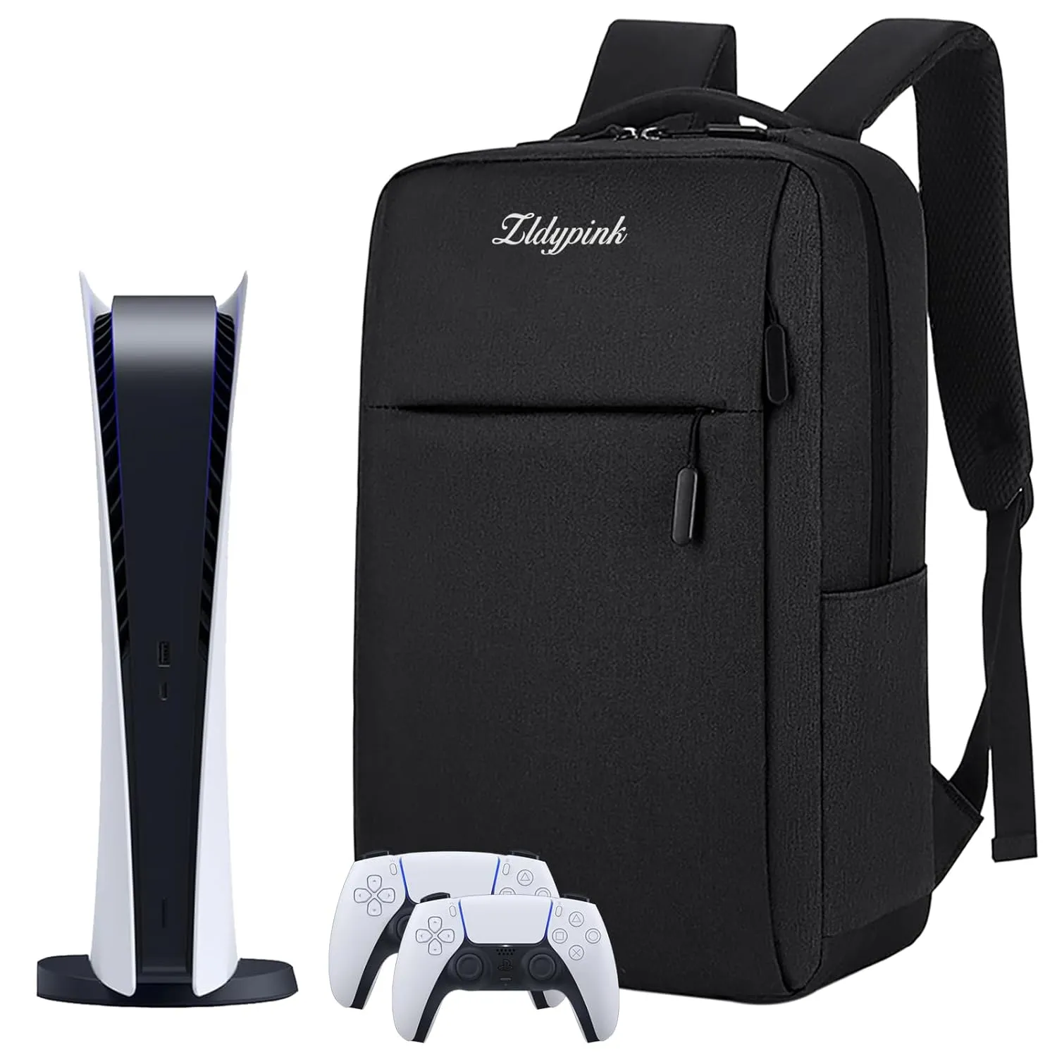 ZLDYPINK Travel Carrying Backpack for PS5, Storage Bag Case Compatible with Playstation 5 Console for Game Disc, Controllers and Gaming Accessories